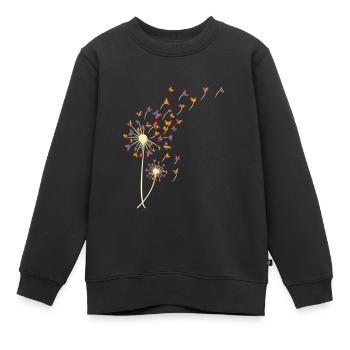 Löwenzahn bunte Schmetterling - Kinder Premium Organic Sweatshirt - Schwarz - Vorne - AI Model Kid Female (0cm)