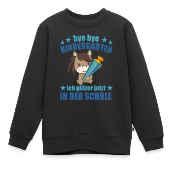Pferd Schule Einschulung Kindergarten Pony - Kinder Premium Organic Sweatshirt - Schwarz - Vorne - AI Model Kid Female (0cm)