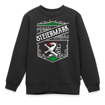 Steiermark Vintage Retro Wappen - Kinder Premium Organic Sweatshirt - Schwarz - Vorne - AI Model Kid Female (0cm)