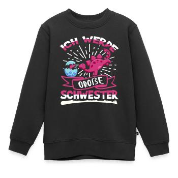 Ich werde Große Schwester Geschenk Dino - Kinder Premium Organic Sweatshirt - Schwarz - Vorne - AI Model Kid Female (0cm)