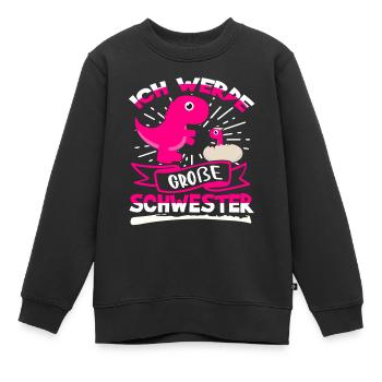Ich werde Große Schwester Dino Motiv - Kinder Premium Organic Sweatshirt - Schwarz - Vorne - AI Model Kid Female (0cm)
