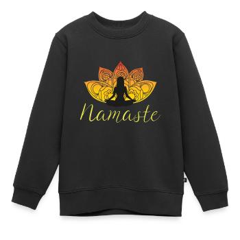Yoga Namaste Lotusblume Meditation - Kinder Premium Organic Sweatshirt - Schwarz - Vorne - AI Model Kid Female (0cm)