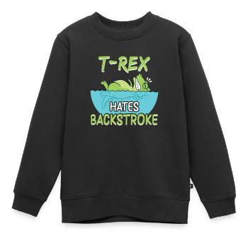 T Rex Hates Backstroke for a Swim Coach - Kids Premium Organic Sweatshirt - black - Front - AI Model Kid Female (0cm)