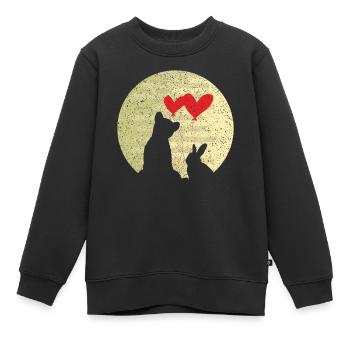 Niedliches Häschen-Bärn-Liebe Ring Ehe Beziehung - Kinder Premium Organic Sweatshirt - Schwarz - Vorne - AI Model Kid Female (0cm)