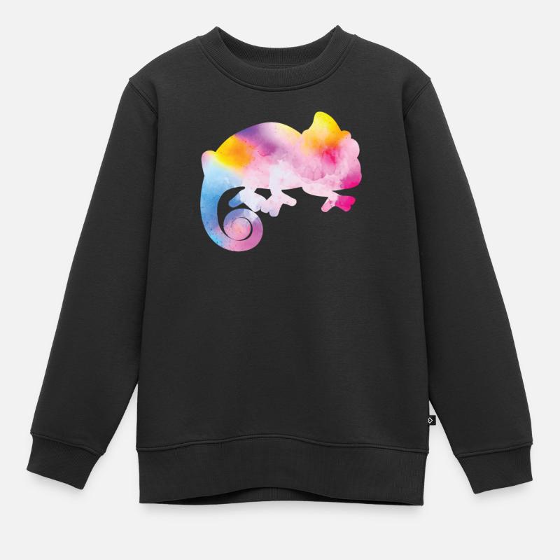 Chameleon Watercolor - Kinder Premium Organic Sweatshirt - Schwarz