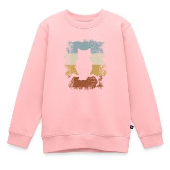 Rétro vintage hibou sur une branche - Sweat Premium enfant bio - rose - Devant - AI Model Kid Female (0cm)