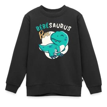 Bébé Dinosaure Humour Cadeau Garçon Bébésaurus Rex - Sweat Premium enfant bio - noir - Devant - AI Model Kid Female (0cm)