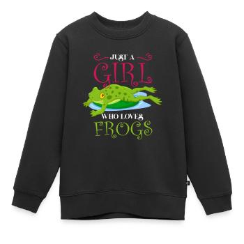 Frosch, Frosch Frosch Liebhaber, Frosch Mama, - Kinder Premium Organic Sweatshirt - Schwarz - Vorne - AI Model Kid Female (0cm)