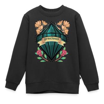 Precious Floral Gemstone - Kids Premium Organic Sweatshirt - black - Front - AI Model Kid Female (0cm)