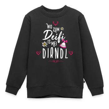 Wo zum Deifi is mei Dirndl Ersatz Tracht Bayern - Kinder Premium Organic Sweatshirt - Schwarz - Vorne - AI Model Kid Female (0cm)