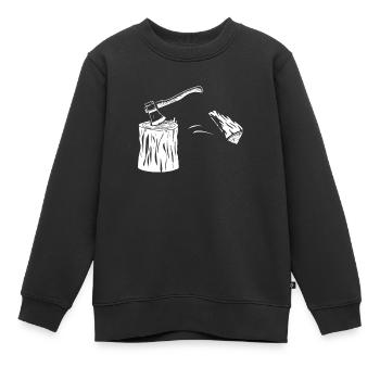 Holz Spalten Axt Geschenk - Kinder Premium Organic Sweatshirt - Schwarz - Vorne - AI Model Kid Female (0cm)