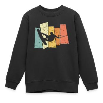 Rétro Wakeboard Wakeboard Wakeboard rétro Wakeboard Wakeboard - Sweat Premium enfant bio - noir - Devant - AI Model Kid Female (0cm)