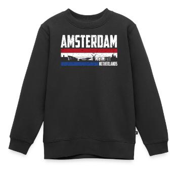 Amsterdam Skyline Heimatstadt Niederlande - Kinder Premium Organic Sweatshirt - Schwarz - Vorne - AI Model Kid Female (0cm)