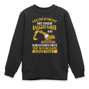 Baggerfahrer Kinder Bagger Straßenbau Tiefbau - Kinder Premium Organic Sweatshirt - Schwarz - Vorne - AI Model Kid Female (0cm)