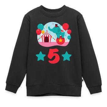 5 years elephant circus children's birthday gift - Kids Premium Organic Sweatshirt - black - Front - AI Model Kid Female (0cm)