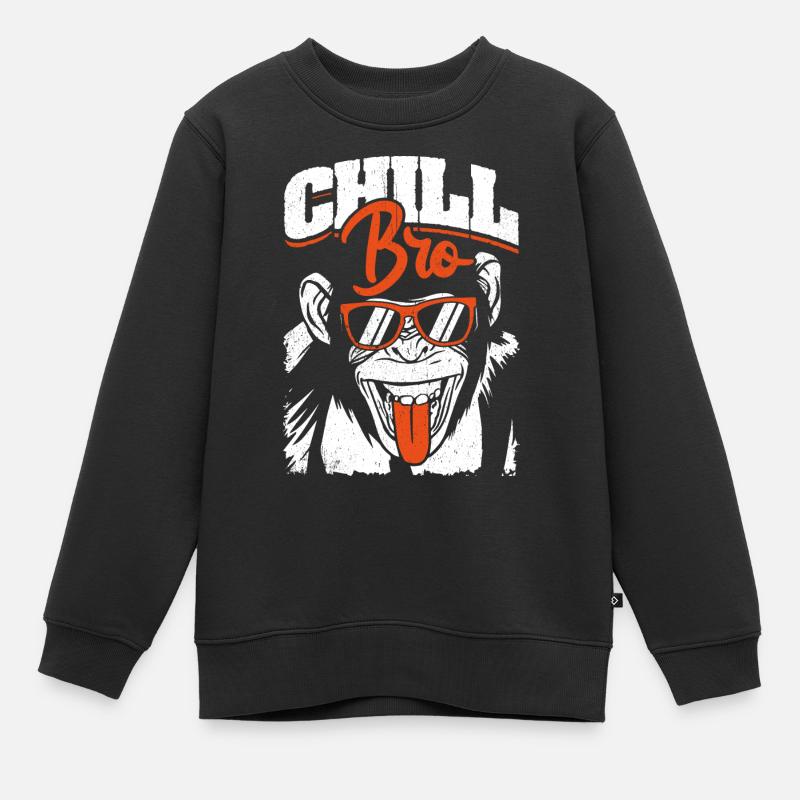 Chill Bro - Cooler Affe mit Sonnebrille - Kinder Premium Organic Sweatshirt - Schwarz