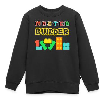 Master Builder Building Bricks Blocks Pieces - Kids Premium Organic Sweatshirt - black - Front - AI Model Kid Female (0cm)