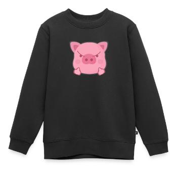 Schwein Mittelfinger - Kinder Premium Organic Sweatshirt - Schwarz - Vorne - AI Model Kid Female (0cm)