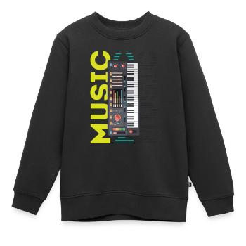 Beatmaker, Beatmaker synthesizer, 80s style, - Kids Premium Organic Sweatshirt - black - Front - AI Model Kid Female (0cm)