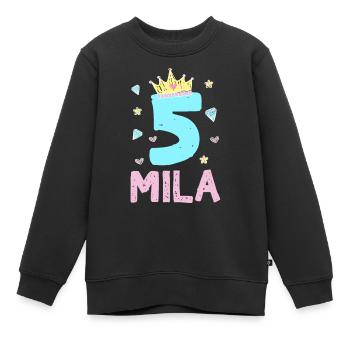 5. Geburtstag Mila Ich Bin 5 Jahre Prinzessin - Kinder Premium Organic Sweatshirt - Schwarz - Vorne - AI Model Kid Female (0cm)