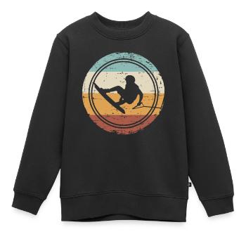 Rétro Wakeboard Wakeboard Wakeboard rétro Wakeboard Wakeboard - Sweat Premium enfant bio - noir - Devant - AI Model Kid Female (0cm)