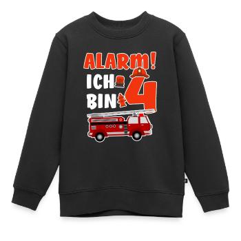 Alarm Ich bin 4 - 4. Geburtstag - Feuerwehr - - Kinder Premium Organic Sweatshirt - Schwarz - Vorne - AI Model Kid Female (0cm)