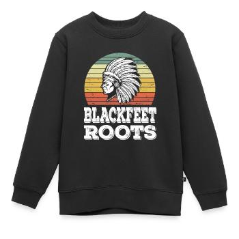 Blackfeet Tribe Native American Indian Indianer - Kinder Premium Organic Sweatshirt - Schwarz - Vorne - AI Model Kid Female (0cm)