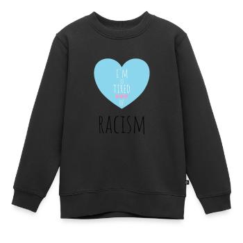 Contre le racisme fascisme - Sweat Premium enfant bio - noir - Devant - AI Model Kid Female (0cm)