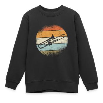 Trombones instrument - Sweat Premium enfant bio - noir - Devant - AI Model Kid Female (0cm)