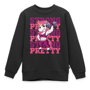 Fitness Muscle Training Licorne - Sweat Premium enfant bio - noir - Devant - AI Model Kid Female (0cm)