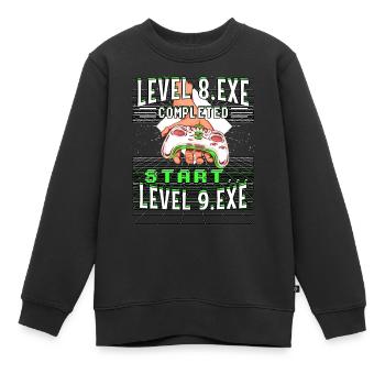 9ème anniversaire d’enfant niveau 8.exe Gaming 9 ans - Sweat Premium enfant bio - noir - Devant - AI Model Kid Female (0cm)