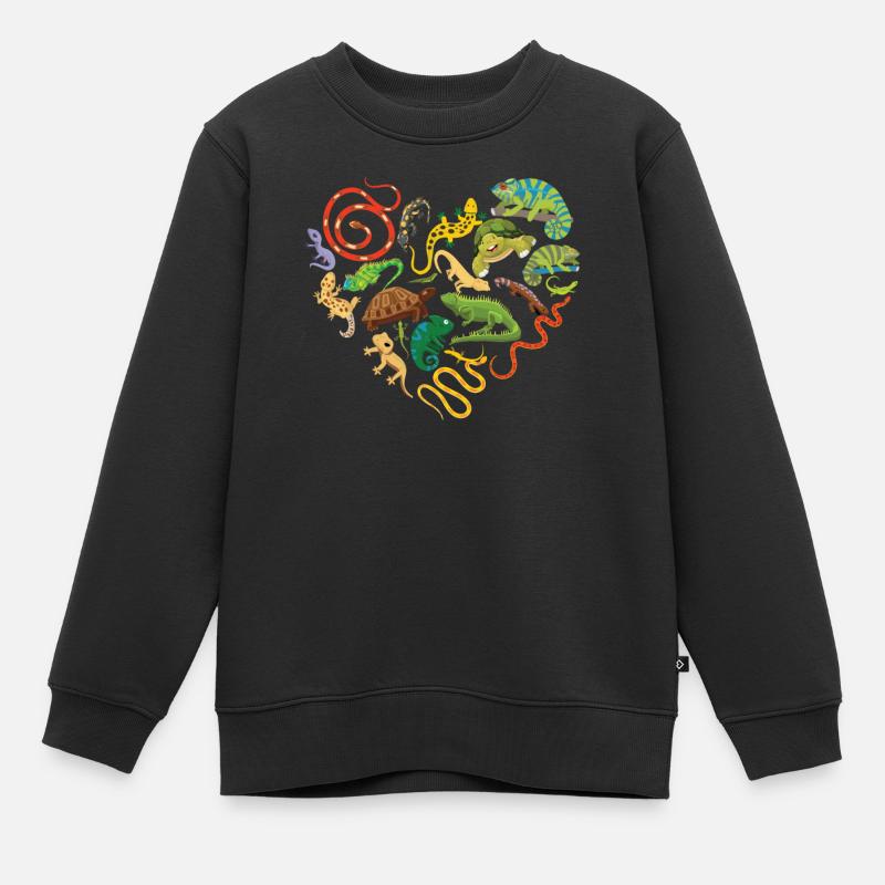 Reptile Heart Snake Lizard - Kinder Premium Organic Sweatshirt - Schwarz