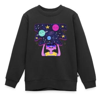 Galaxie Galaxie Raumschiff newistar cool schöne Gr - Kinder Premium Organic Sweatshirt - Schwarz - Vorne - AI Model Kid Female (0cm)