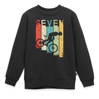 Enfants 7ème anniversaire BMX 7 ans Anniversaire d’enfant - Sweat Premium enfant bio - noir - Devant - AI Model Kid Female (0cm)