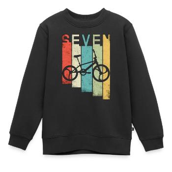 Enfants 7ème anniversaire BMX 7 ans Anniversaire d’enfant - Sweat Premium enfant bio - noir - Devant - AI Model Kid Female (0cm)
