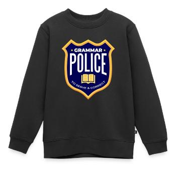 Écriture Écrivain Grammaire Police - Sweat Premium enfant bio - noir - Devant - AI Model Kid Female (0cm)