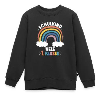 Schulkind Nele 1. Klasse Einschulung Schule - Kinder Premium Organic Sweatshirt - Schwarz - Vorne - AI Model Kid Female (0cm)