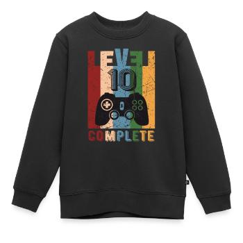 Level 10 Complete 10. Geburtstag 10 Jahre alt 2011 - Kinder Premium Organic Sweatshirt - Schwarz - Vorne - AI Model Kid Female (0cm)