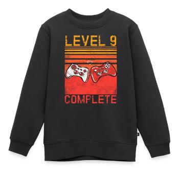 9th Children's Birthday Boy Level 9 Gaming 9 Years - Kids Premium Organic Sweatshirt - black - Front - AI Model Kid Female (0cm)