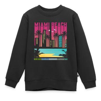 Miami Beach Skyline - Vue sur la plage de La Floride - Sweat Premium enfant bio - noir - Devant - AI Model Kid Female (0cm)