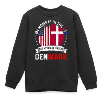 Danish American Flag Danish Roots USA Citizen - Kinder Premium Organic Sweatshirt - Schwarz - Vorne - AI Model Kid Female (0cm)