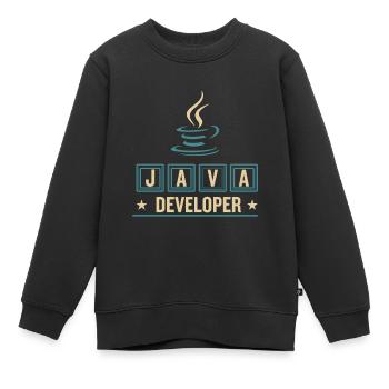 Java Developer Coffee Kaffee - Kids Premium Organic Sweatshirt - black - Front - AI Model Kid Female (0cm)