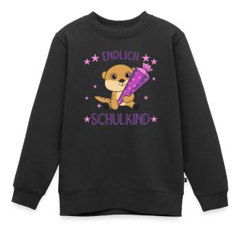 Endlich Schulkind Erdmännchen Schultüte Schule - Kinder Premium Organic Sweatshirt - Schwarz - Vorne - AI Model Kid Female (0cm)