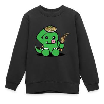 Dinosaures aux spaghettis - Sweat Premium enfant bio - noir - Devant - AI Model Kid Female (0cm)