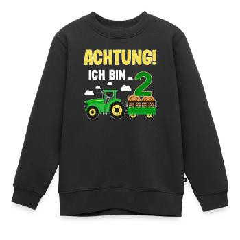 Traktor 2. Geburtstag Weg frei ich bin schon 2 - Kinder Premium Organic Sweatshirt - Schwarz - Vorne - AI Model Kid Female (0cm)
