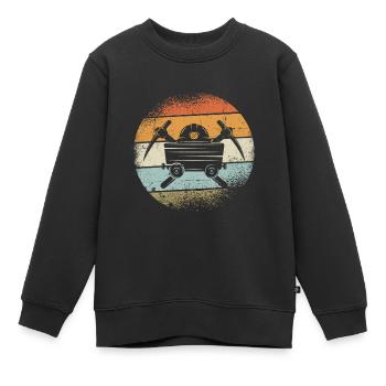 mining - Kids Premium Organic Sweatshirt - black - Front - AI Model Kid Female (0cm)
