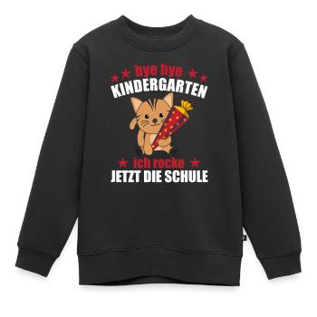 Endlich Schulkind Katze Schultüte rocke die Schule - Kinder Premium Organic Sweatshirt - Schwarz - Vorne - AI Model Kid Female (0cm)