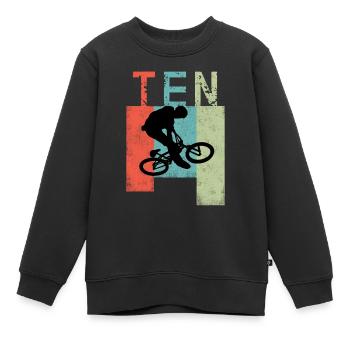 Mountain Bike Downhill 10 Kids Birthday BMX - Kids Premium Organic Sweatshirt - black - Front - AI Model Kid Female (0cm)