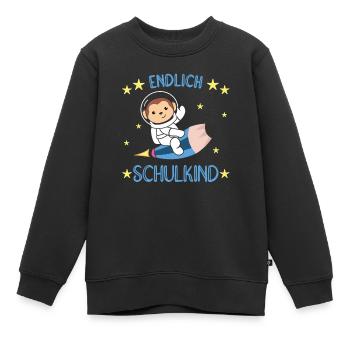 Endlich Schulkind Affe Schultüte Astronaut Rakete - Kinder Premium Organic Sweatshirt - Schwarz - Vorne - AI Model Kid Female (0cm)