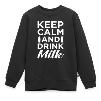 Lait - Sweat Premium enfant bio - noir - Devant - AI Model Kid Female (0cm)